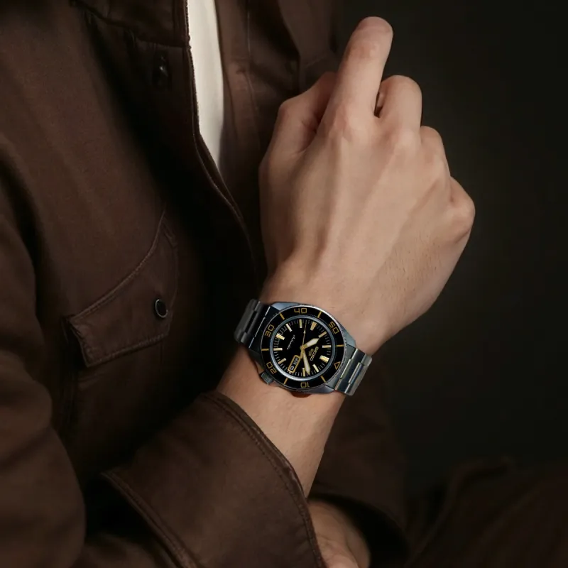 SEIKO Automatic Mechanical Movement Stainless Steel Strap Watch 42.5mm Men's Watches Black Dial-4
