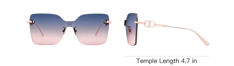DIOR Metal Square Sunglasses Unisex Rose Gold-4