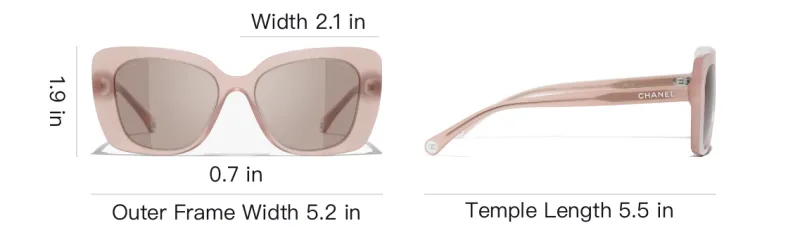 CHANEL Plate Frame Rectangular Sunglasses Unisex Pink-5