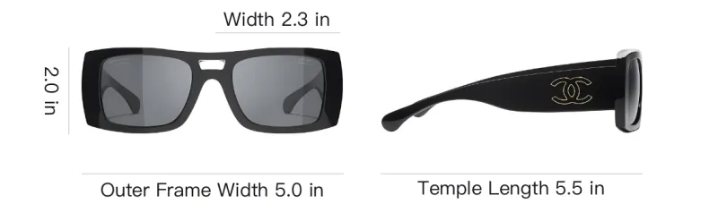 CHANEL Acetate Aviator Sunglasses Unisex Black-3