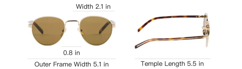 PRADA Metal Round Sunglasses Unisex Gold-4