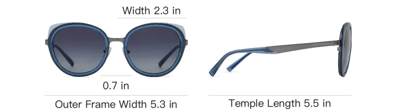 EMPORIO ARMANI Metal Fiber Round Sunglasses Women's Blue-3