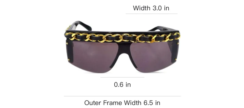 CHANEL 1990-2000s Leather-and-chain Trimmed Shield Sunglasses-3