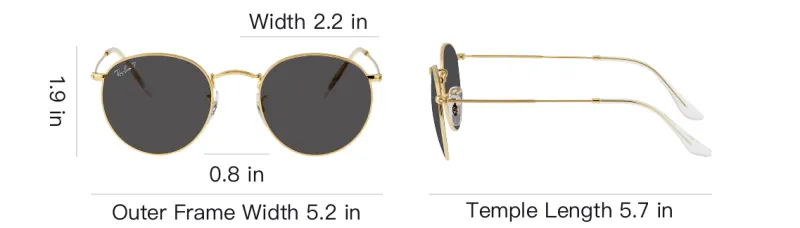 RayBan Round Sunglasses Unisex Gold-3
