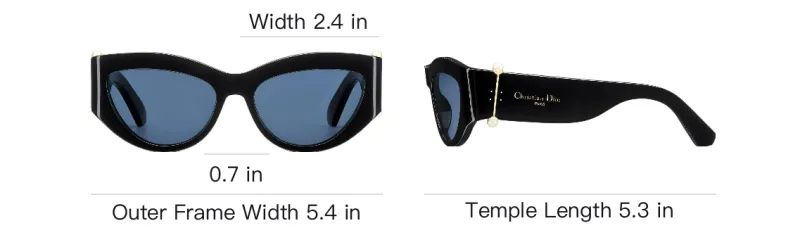 DIOR Acetate Resin Pearl Irregular Shape Sunglasses Women's Black-3