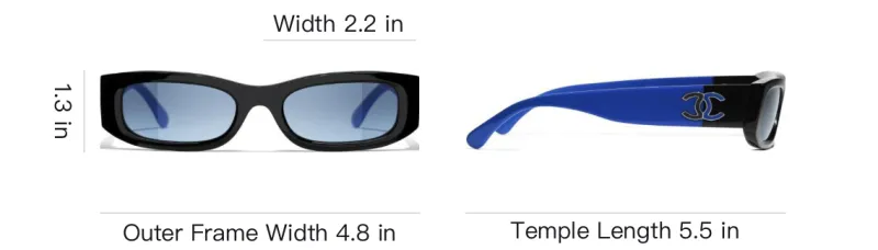 CHANEL Rectangular Sunglasses Unisex Blue-4