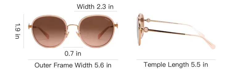 COACH Plate Alloy Frame Oval Sunglasses Unisex Multicolor-3