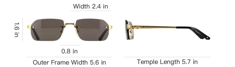 CARTIER Metal Square Sunglasses Women's Gold-3