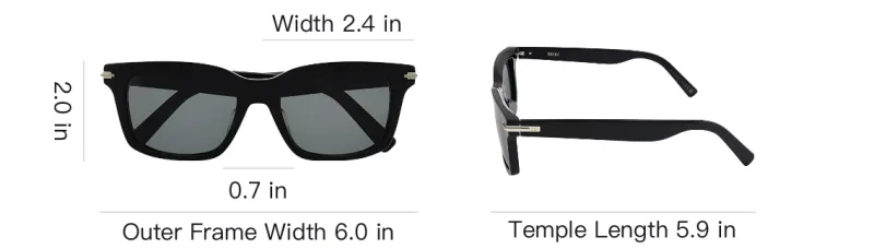 DIOR Plate Frame Square Sunglasses Men's Black-3