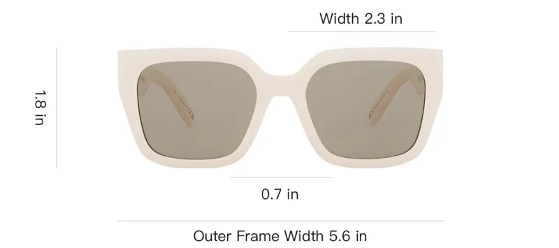 DIOR Plate Frame Metal Acetate Square Sunglasses Unisex Cream-3