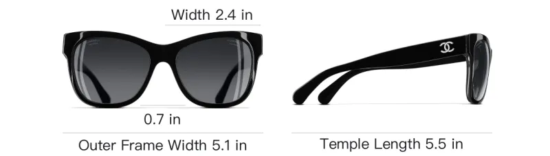 CHANEL Acetate Irregular Shape Sunglasses Unisex Black-5
