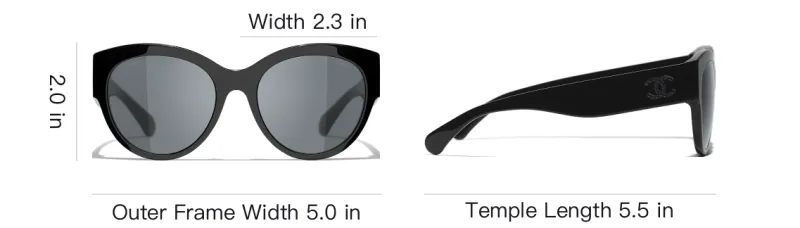 CHANEL Acetate Oval Sunglasses Women's Black-4