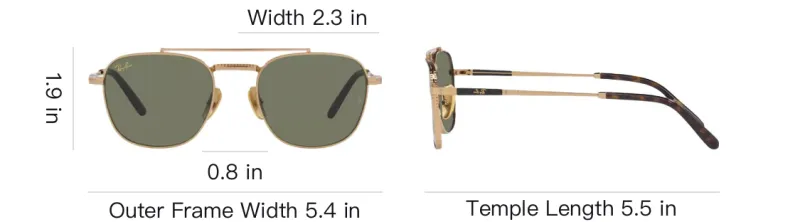 RayBan Titanium Material Aviator Sunglasses Unisex Gold-4