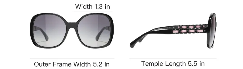 CHANEL Acetate Calfskin Square Sunglasses Unisex Black-4