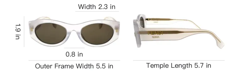 FENDI Plate Frame Oval Sunglasses Unisex White-5