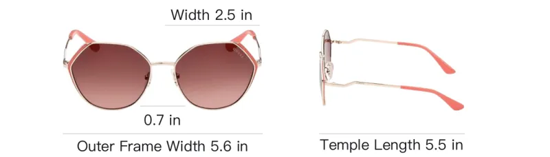 GUESS Metal Irregular Shape Sunglasses Women's Gold-3