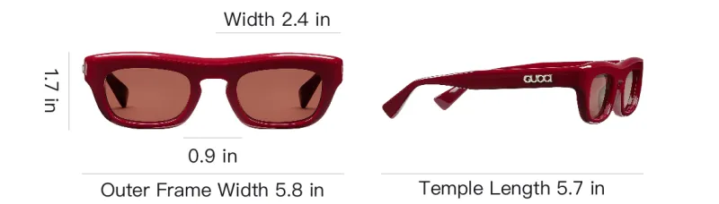 GUCCI Acetate Rectangular Sunglasses Men's Red-2