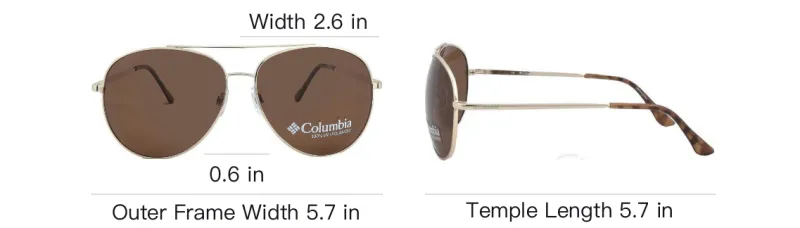 Columbia Metal Aviator Sunglasses Women's Gold-3