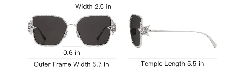 DIOR Metal Swarovski Crystal Irregular Shape Sunglasses Women's Silver-3