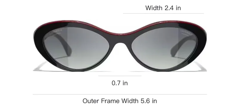 CHANEL Acetate Oval Sunglasses Women's Black Red-5