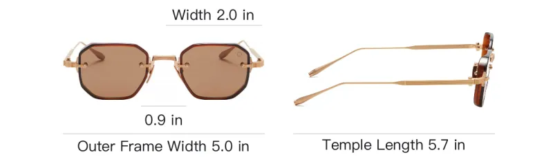 Akoni Titanium Irregular Shape Sunglasses Unisex Brown-3