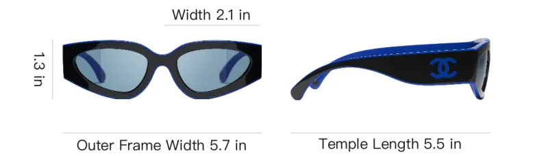CHANEL Acetate Butterfly Sunglasses Women's Black/Blue-5