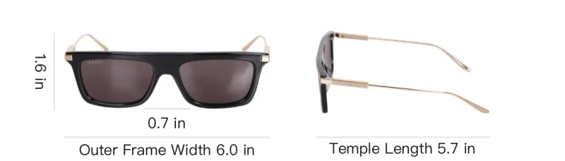 GUCCI Acetate Metal Enamel Rectangular Sunglasses Men's Black-2
