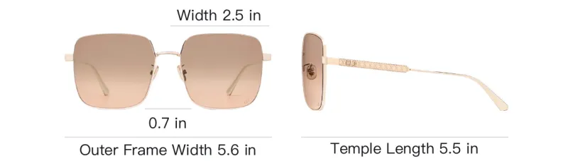 DIOR Metal Square Sunglasses Unisex Gold-4