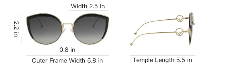 FENDI Metal Cat Eye Sunglasses Women's Gold-3