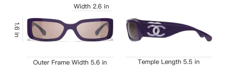 CHANEL Nylon Resin Rectangular Sunglasses Unisex Purple-6