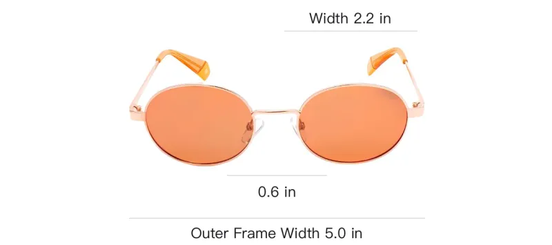 Polaroid Metal Round Sunglasses Unisex Orange-2