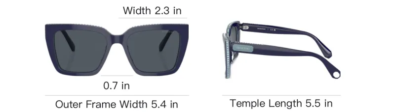 Swarovski Acetate Crystal Irregular Shape Sunglasses Women's Blue-5