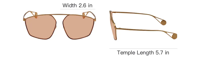 GUCCI Metal Aviator Sunglasses Women's Gold-3