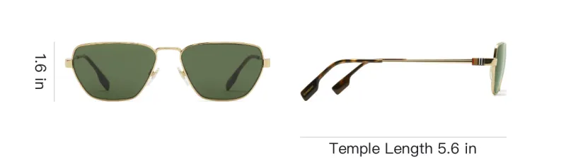 Burberry Metal Irregular Shape Sunglasses Men's Gold-2