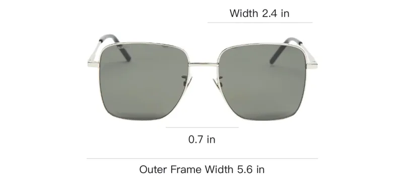 SAINT LAURENT Metal Square Sunglasses Women's Silver-1