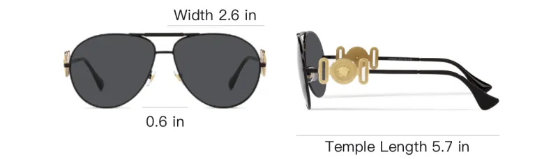 VERSACE Metal Aviator Sunglasses Women's Black-3