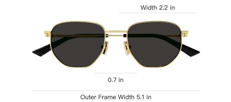 Bottega Veneta Metal Irregular Shape Sunglasses Unisex Gold-2