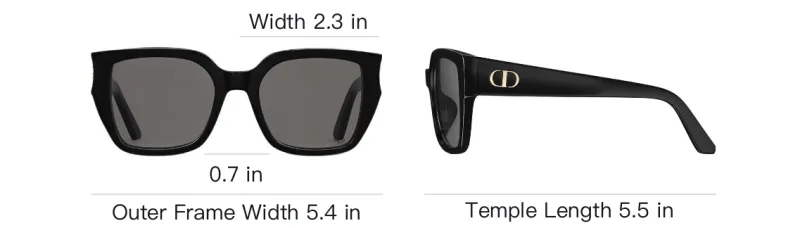 DIOR Acetate Metal Square Sunglasses Women's Black-3