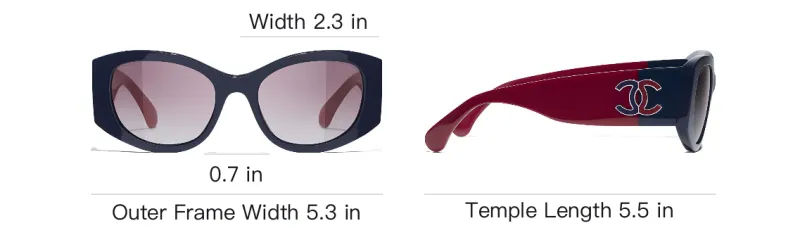 CHANEL Acetate Oval Sunglasses Women's Blue-4