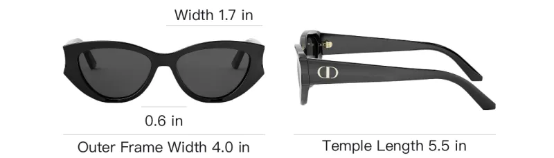 DIOR Acetate Metal Cat Eye Sunglasses Women's Black-3