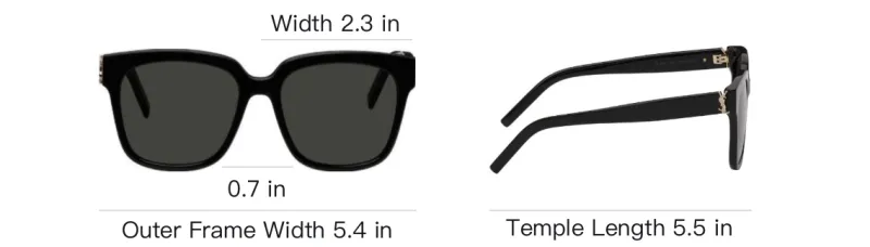 SAINT LAURENT Metal Square Sunglasses Unisex Black-3