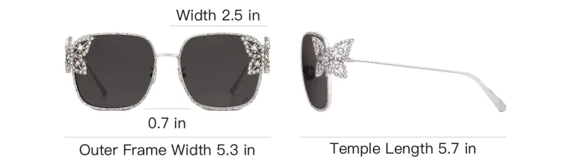 DIOR Metal Square Sunglasses Women's Silver-4