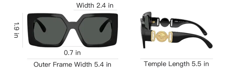 VERSACE Square Sunglasses Gray-3
