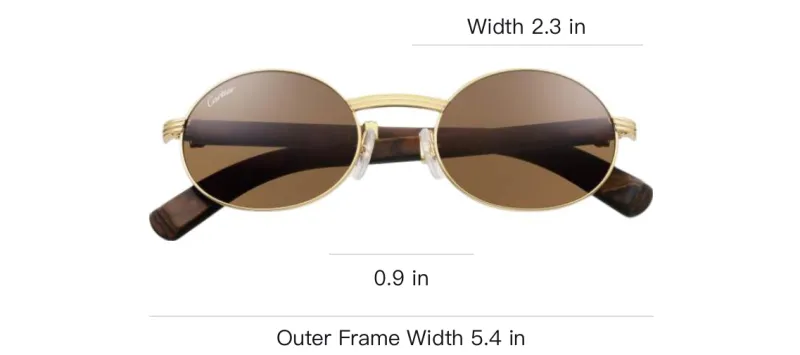 CARTIER Metal Gold Plated Wooden Oval Sunglasses Unisex Gold-2