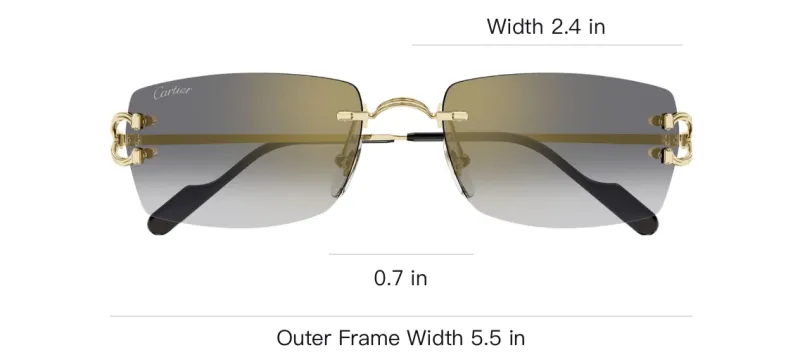 Cartier Rectangle Rimless Sunglasses-2