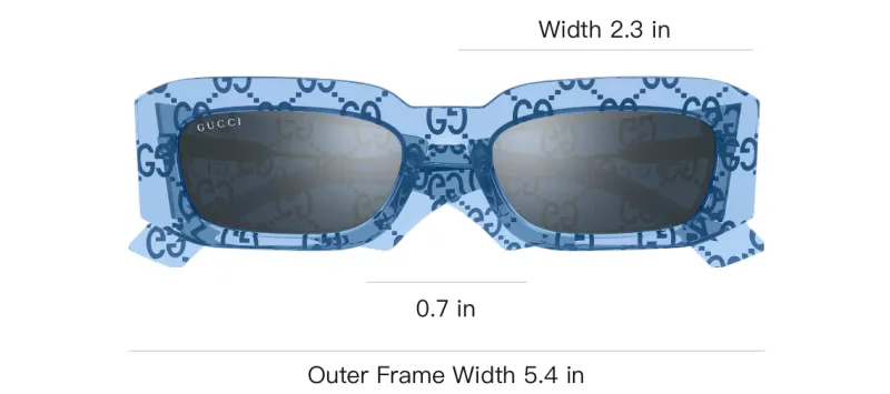 GUCCI Recycled Acetate Rectangular Sunglasses Unisex Blue-2