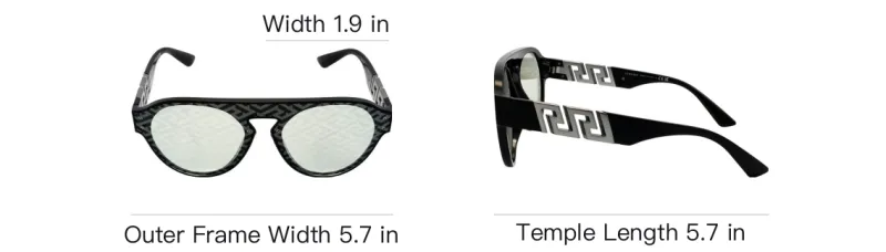 VERSACE Metal Plastic Aviator Sunglasses Men's Black-3