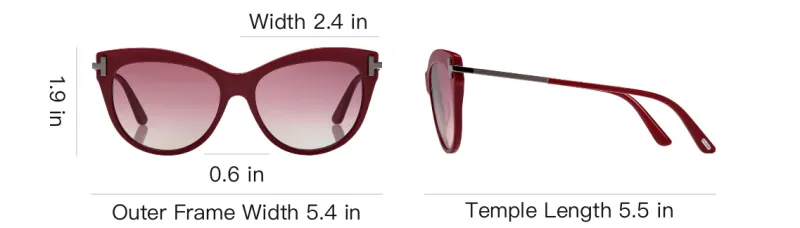 TOM FORD Acetate Cat Eye Sunglasses Unisex Red-4
