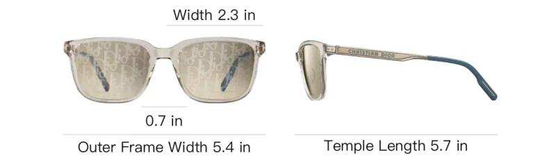 DIOR Metal Crystal Square Sunglasses Unisex Beige-3
