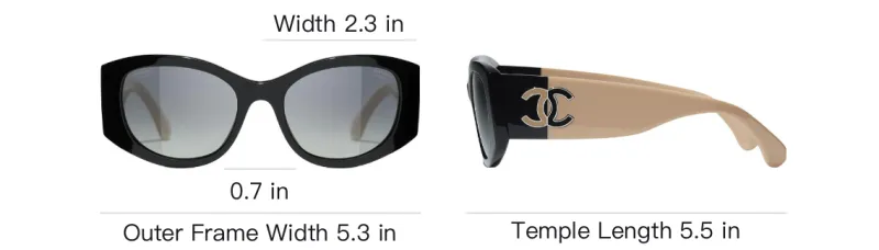 CHANEL Acetate Oval Sunglasses Unisex Black-3